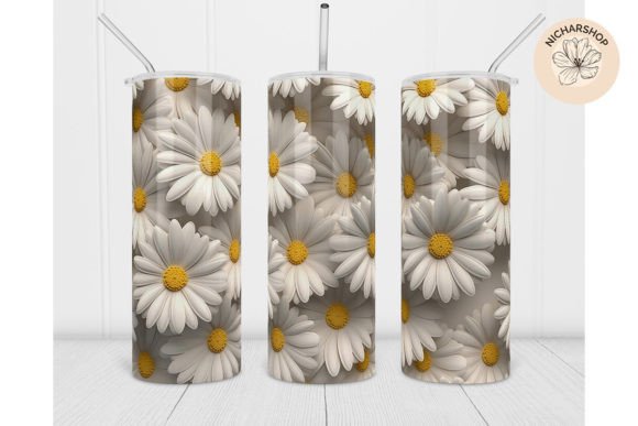 20oz 3D Daisy Flower Tumbler Floral Wrap