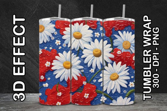 3D Feverfew Tumbler: Botanical Sublimation Design