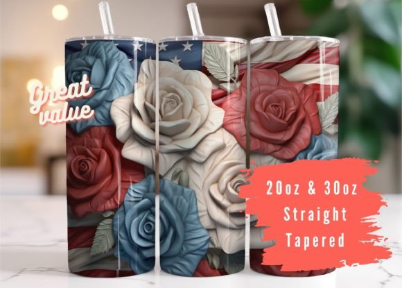 3D Rose American Flag Tumbler Wrap: A Unique and Versatile Sublimation Option