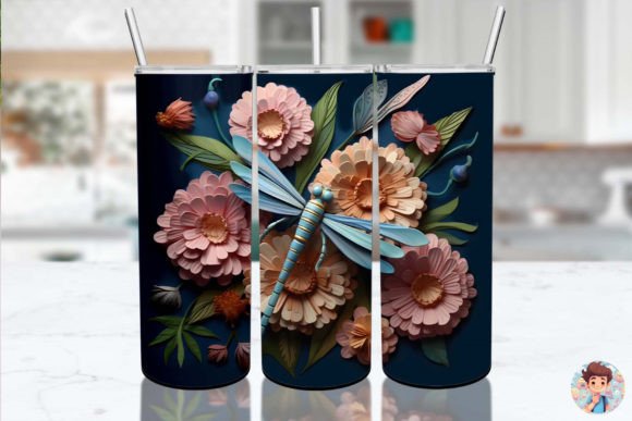 Discover the 3D Dragonfly Flower Skinny Tumbler