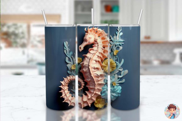 Discover the Unique 3D Horse Fish Flowers Tumbler Wrap