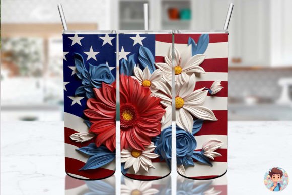 Embrace Your Patriotism with the 3D Patriotic Butterfly Tumbler Wrap 3
