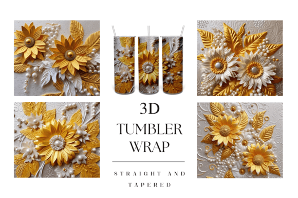 Enhance Your 20oz Skinny Tumblers with the 3D White Gold Flower Tumbler Wrap