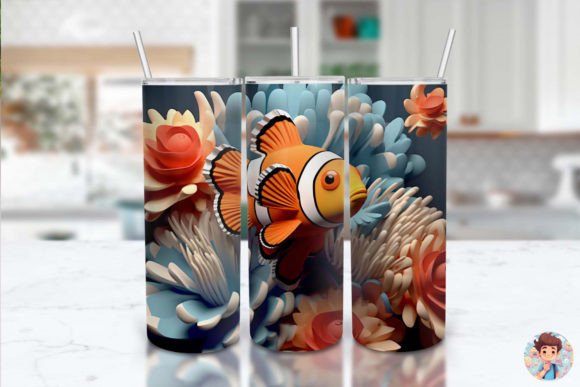 Explore 3D Sublimation Tumbler Wrap Fish 5