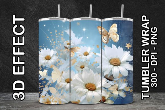 Explore the Beauty of 3D Painted Daisy Tumbler