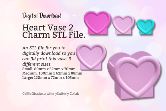 Heart Vase 2 STL File - Modern and Versatile