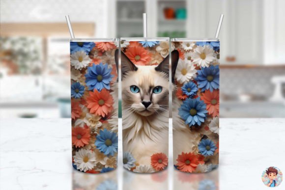 Patriotic Cat Flowers 3D Tumbler Wrap 6: Integrating Digital Assets into Sublimation Workflows