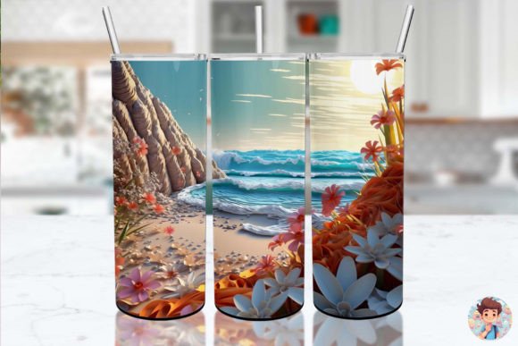 Strategic Use of 3D Beach Flower Paper Tumbler Wrap for Enhanced Branding and Productivity