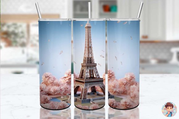 Transform Your Tumbler with a 3D Eiffel Tower Flower Wrap